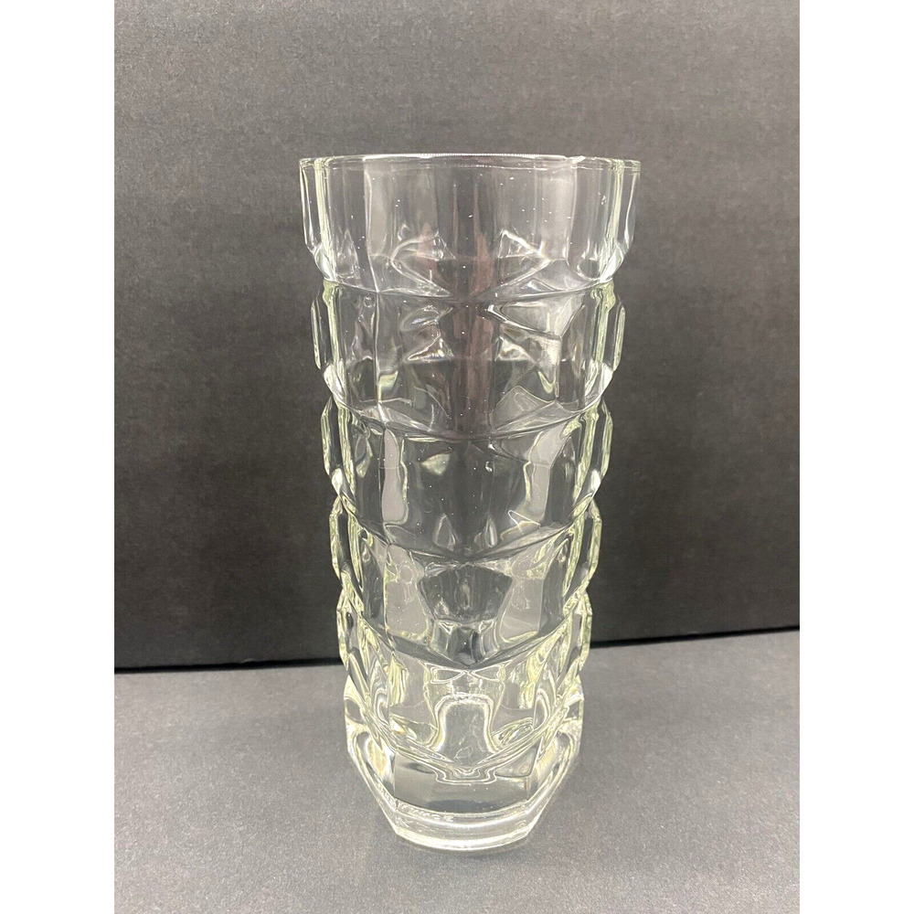 Vintage 70’s Luminarc Crystal Square Vase Made in France 7" Tall